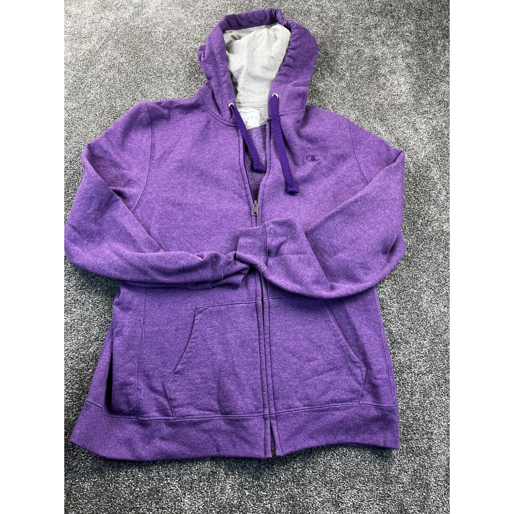 Champion Sweatshirts Women  XL Full Zip Hoodie Pocket‎ Long Sleeve Solid Purple